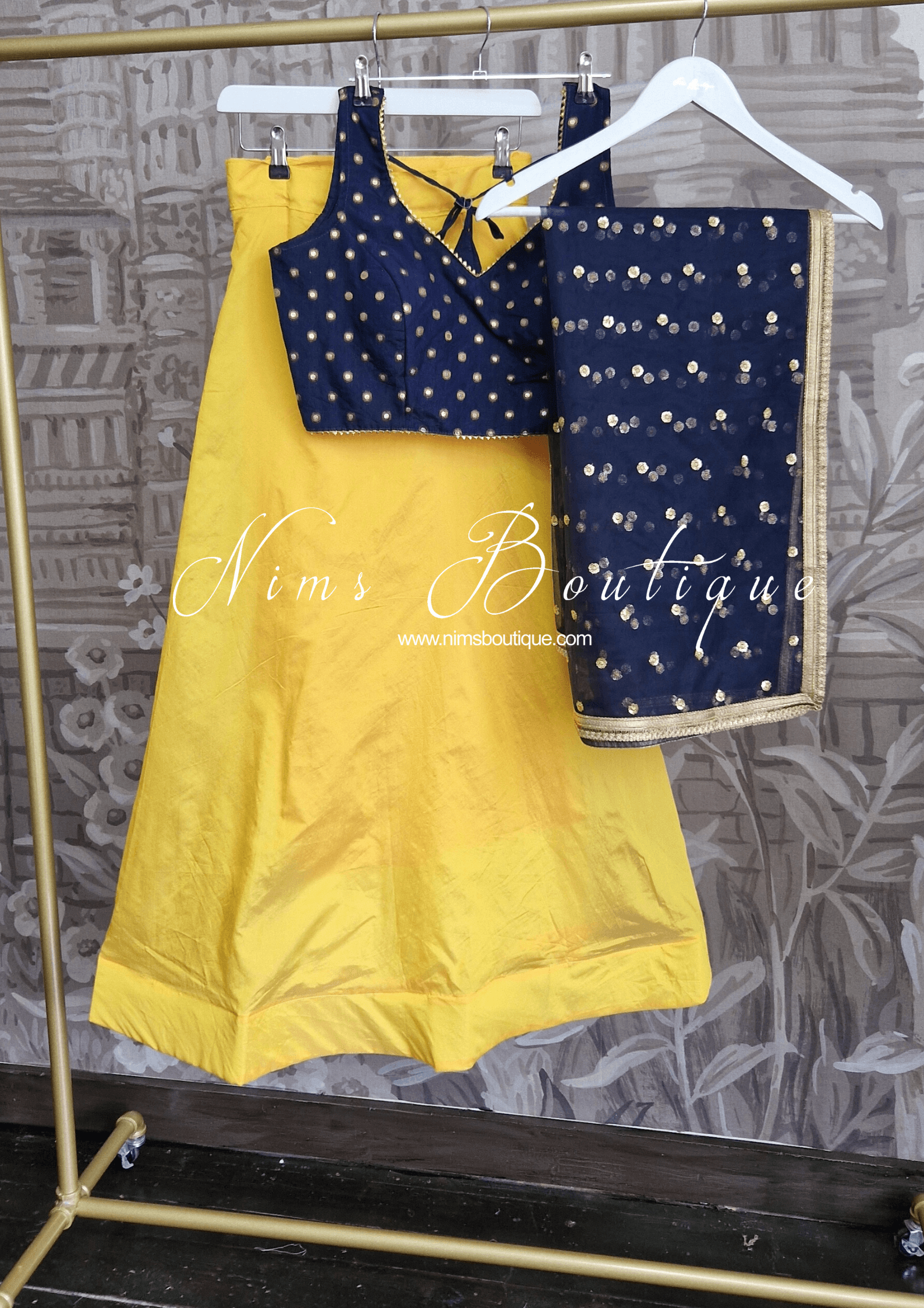 Nims Boutique Deep Yellow Plain Semi stitched skirt/lehnga