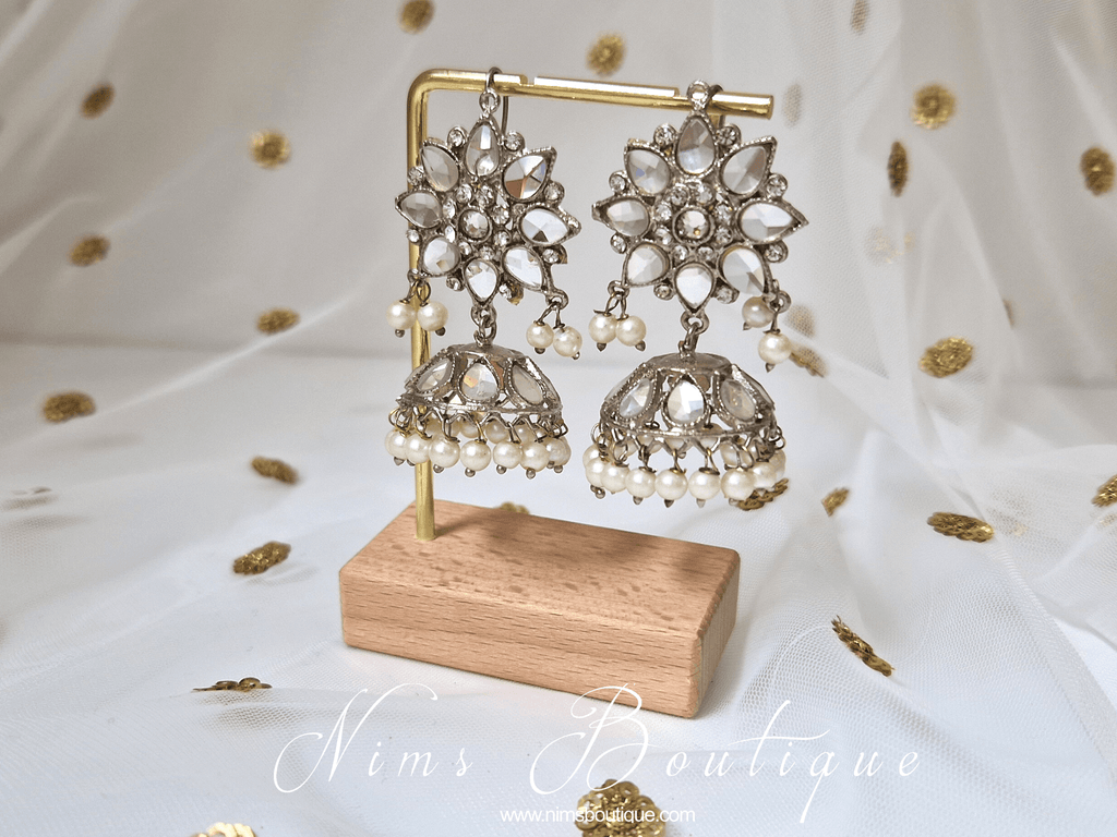 Nims Boutique Medium Nandini Royal Silver & Pearl Chumke