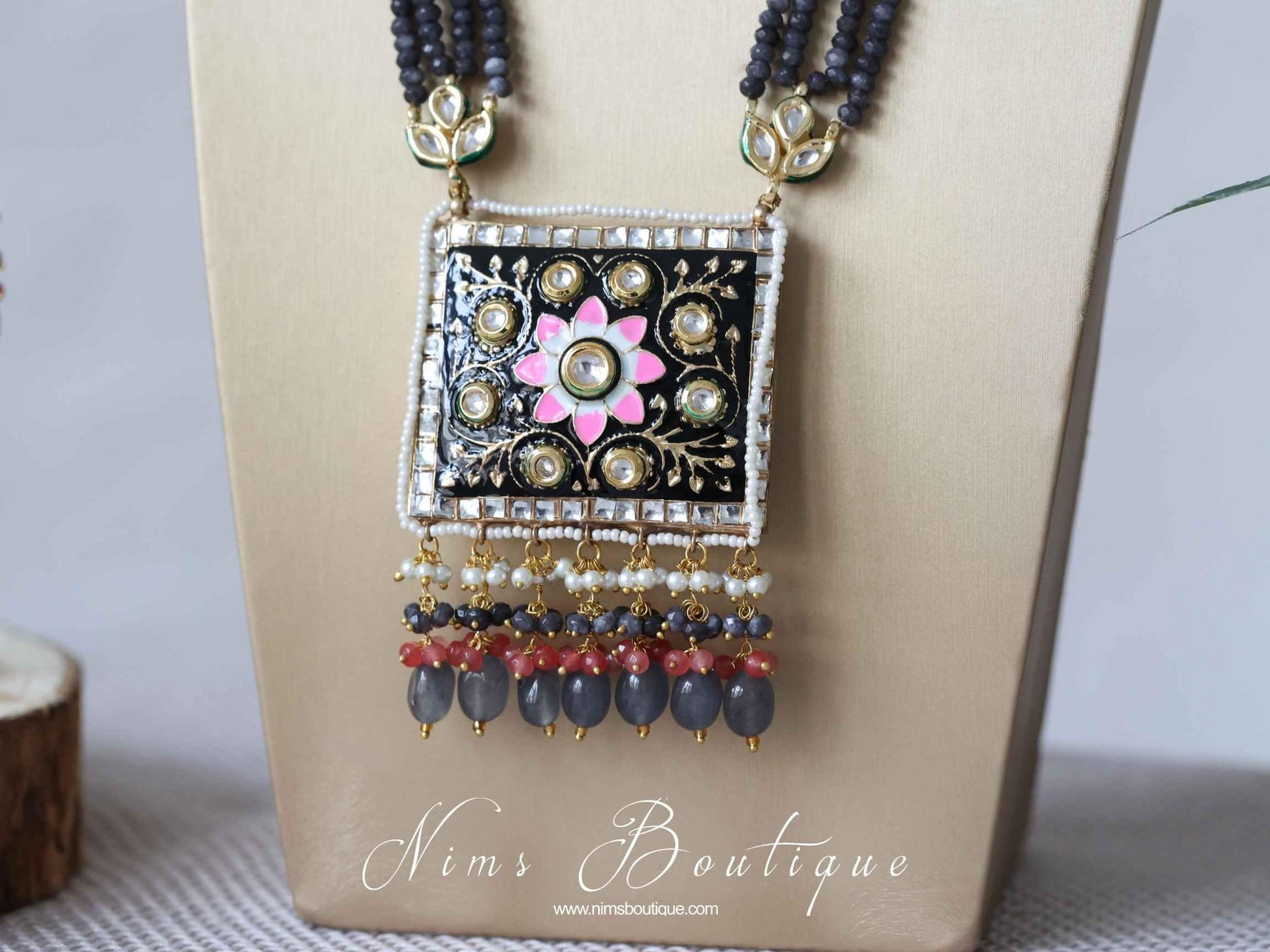 Nims Boutique Nishita Black Meenakari Haar Set