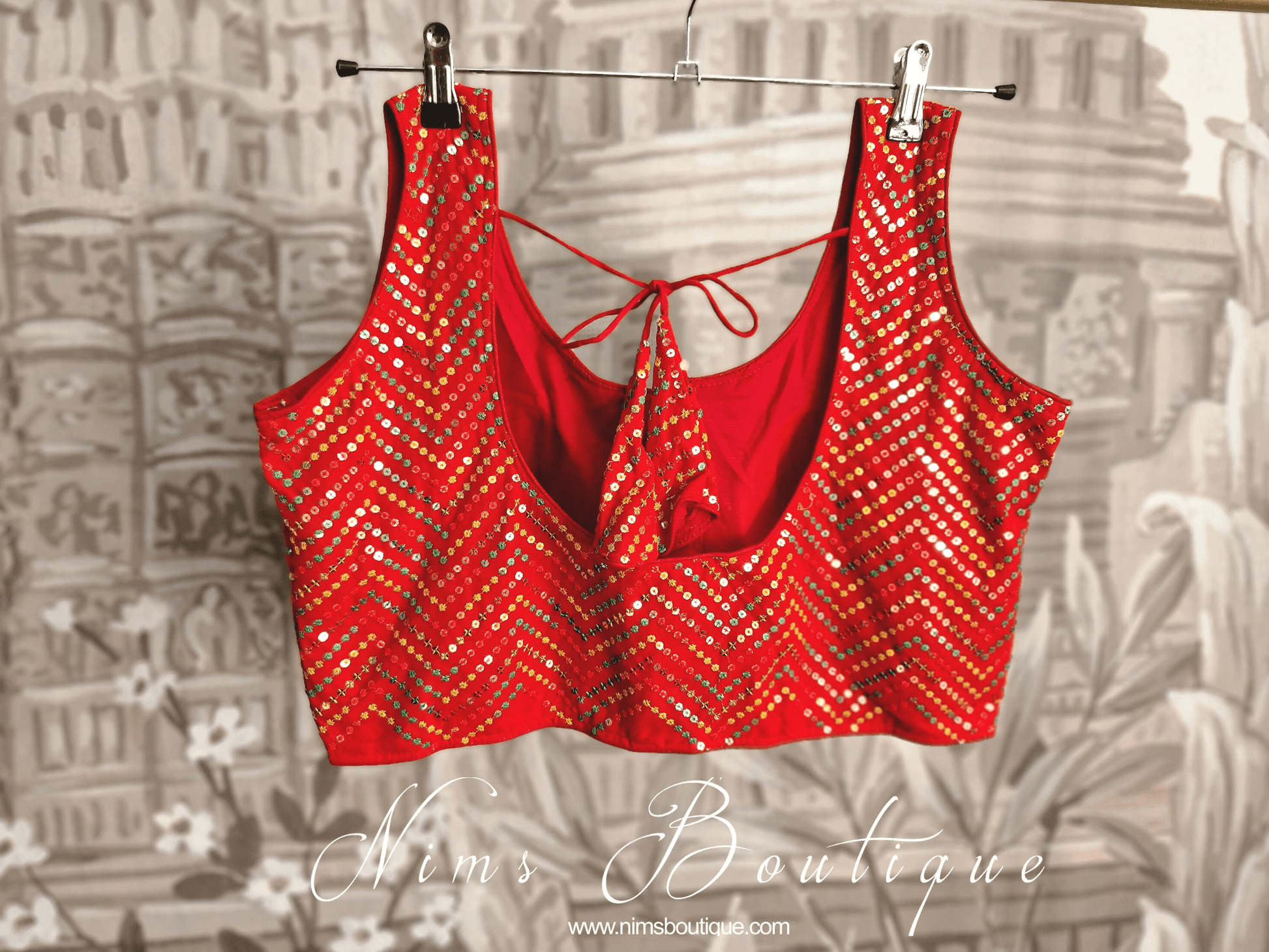 Nims Boutique The NB Red Multicolour Blouse 16-18