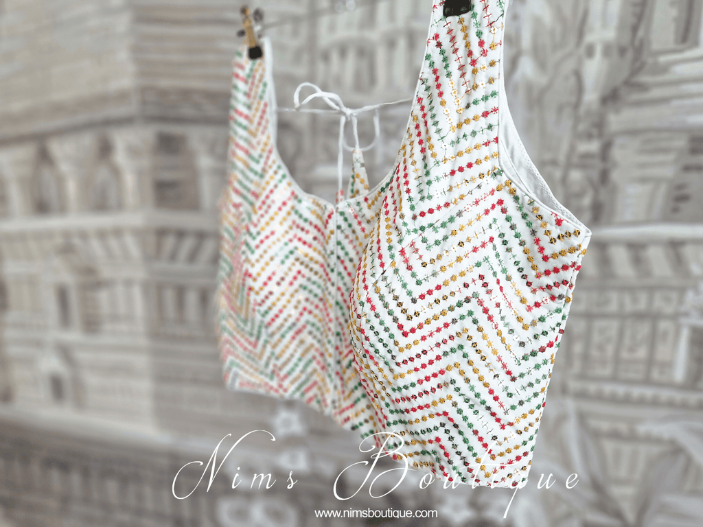 Nims Boutique The NB White Multicolour Blouse 16-18