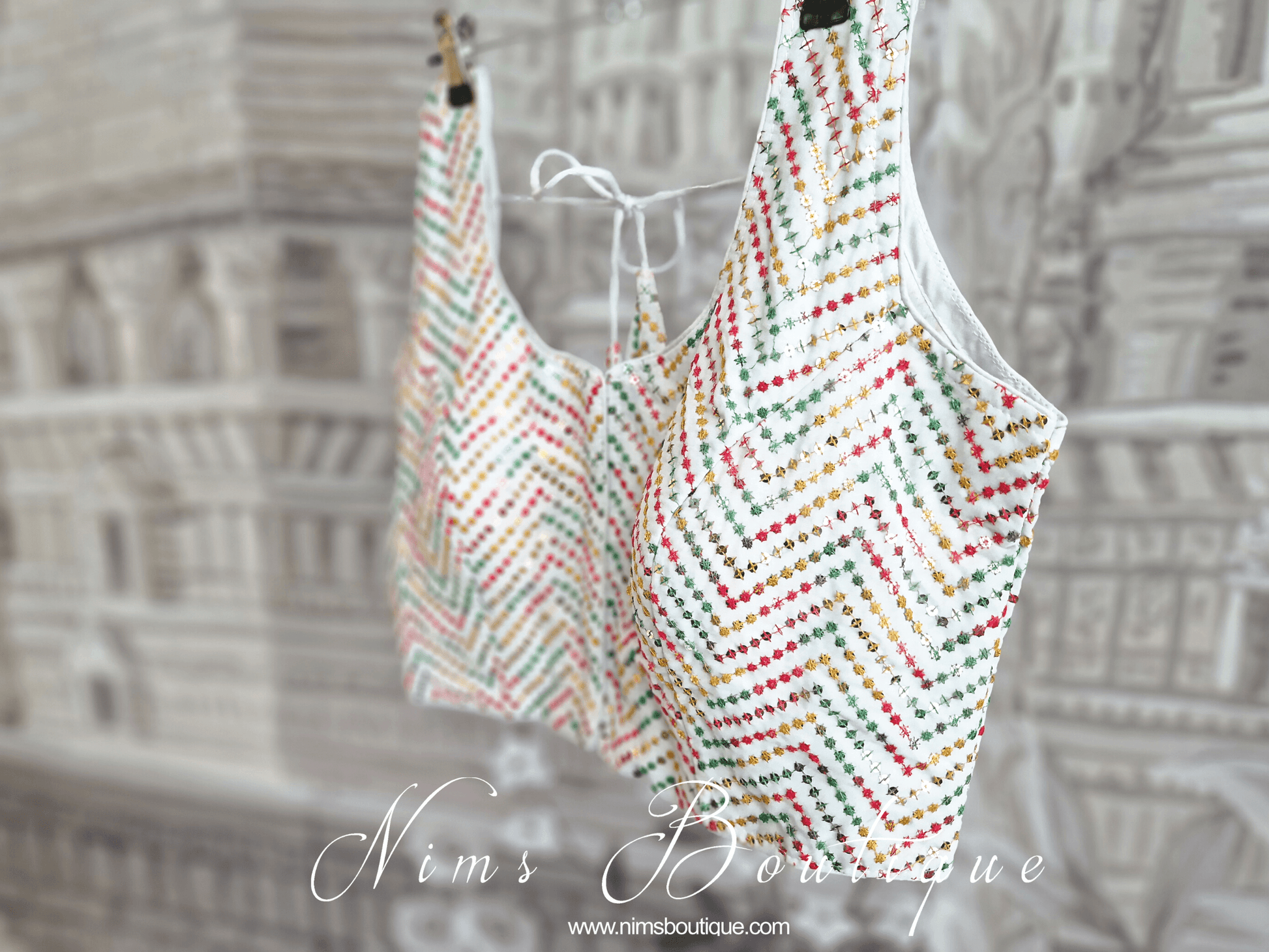 Nims Boutique The NB White Multicolour Blouse 16-18