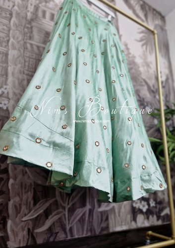 Rani Luxury Raw Silk Mint Mirror readymade skirt/lehnga (size 4-24)