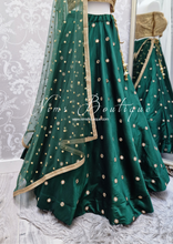 Rani Luxury Silk Dark Green Mirror readymade skirt/lehnga (size 4-24)