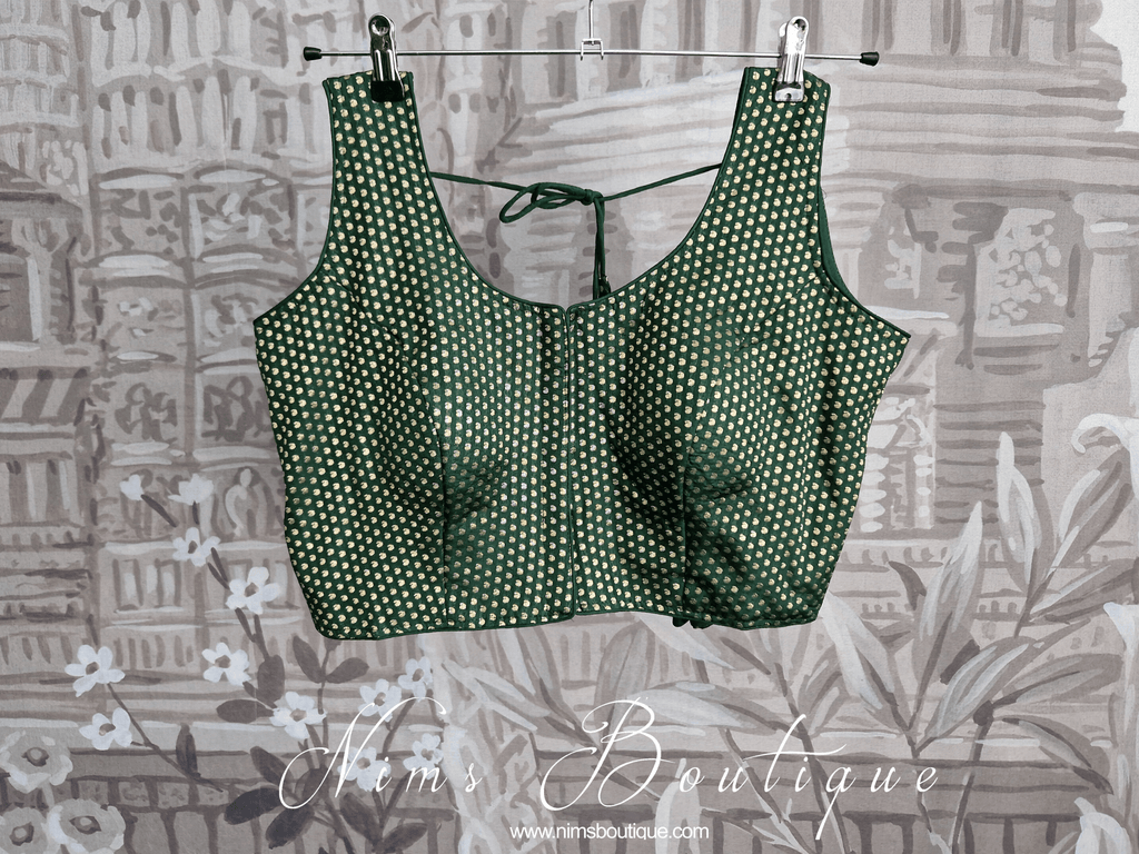 Nims Boutique The NB Green Brocade Blouse 16-18