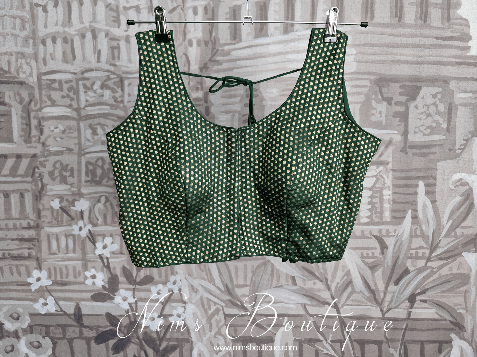 Nims Boutique The NB Green Brocade Blouse 16-18