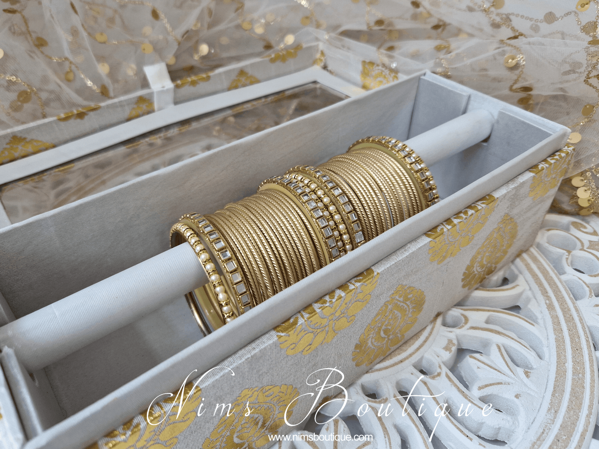 Nims Boutique Gold & Kundan Set of Bangles GBN