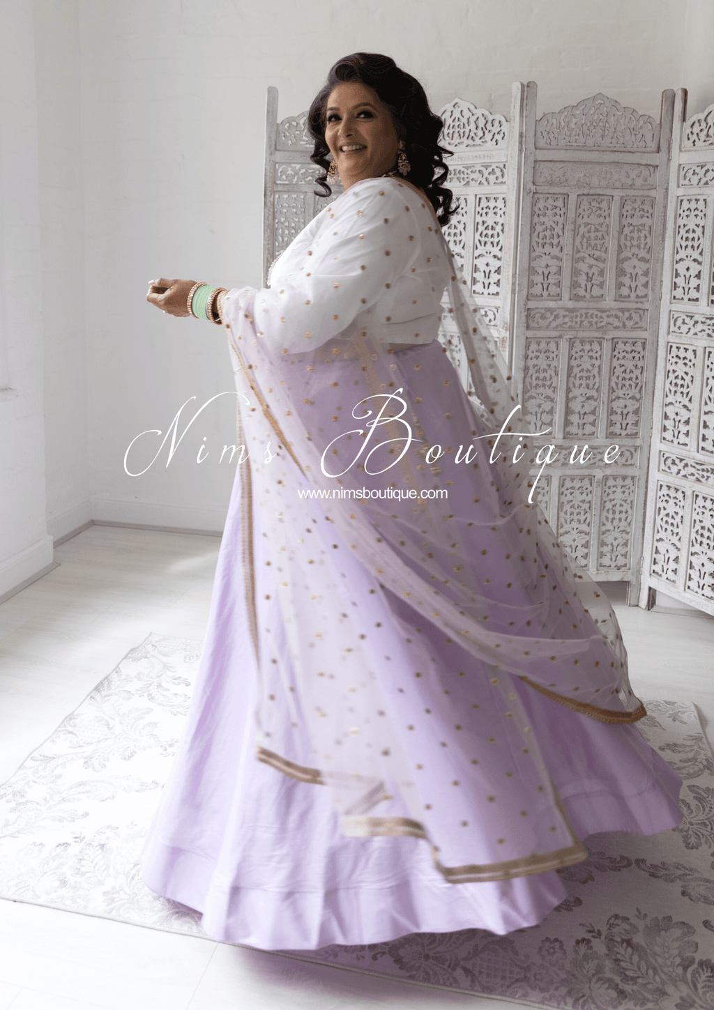 Nims Boutique Luxury Light Lilac Net Sequin Dupatta/Chunni LNS6