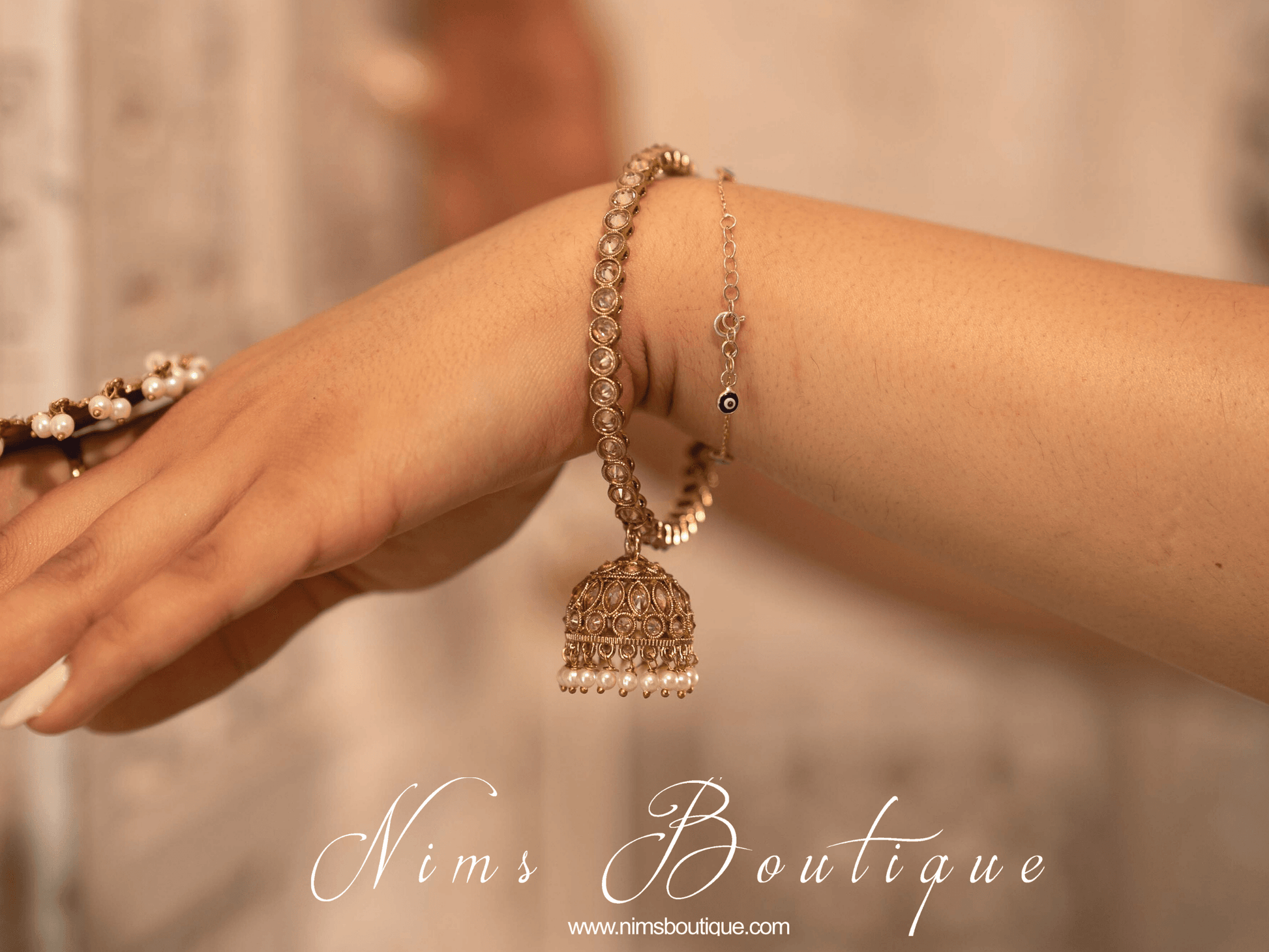 Nims Boutique Antique Gold Pair of Chumka Bangles