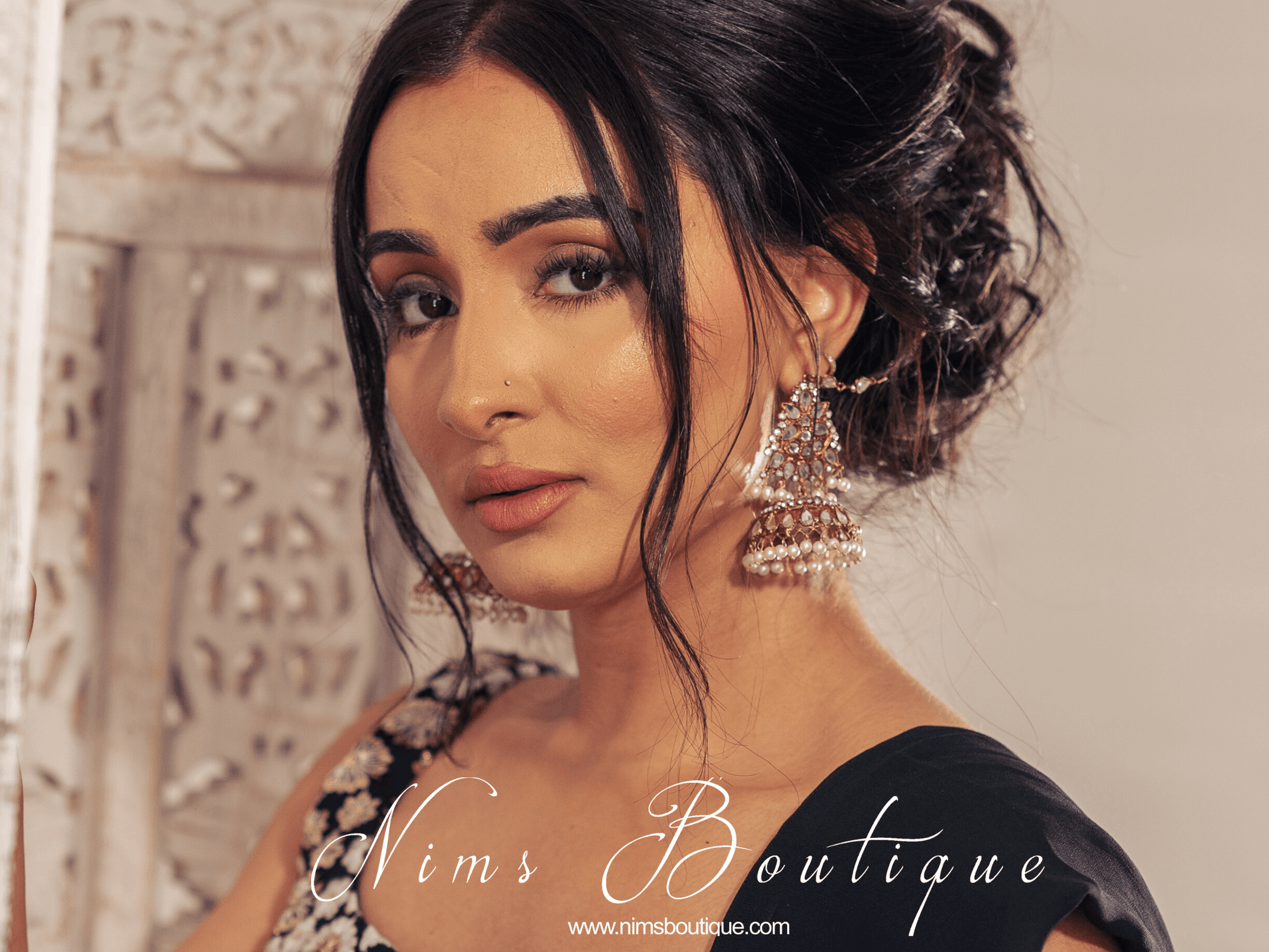 Nims Boutique Large Nandini Maharani Antique Gold & Pearl Chumke