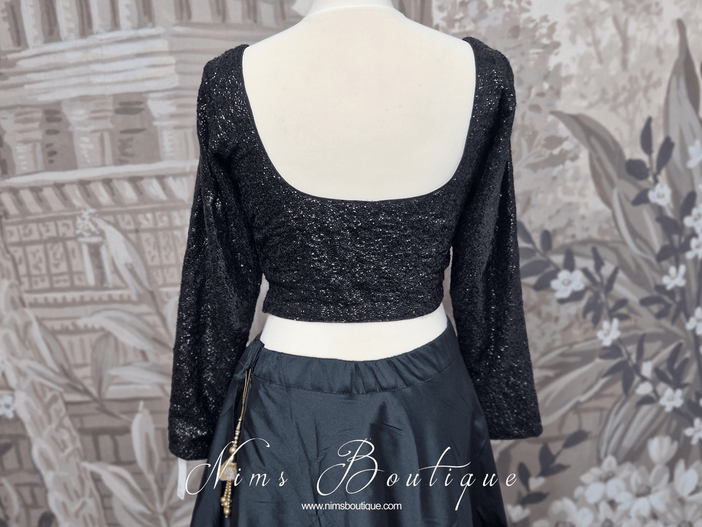 Nims Boutique Luxury Black Sequin Long sleeved Blouse size 4-22