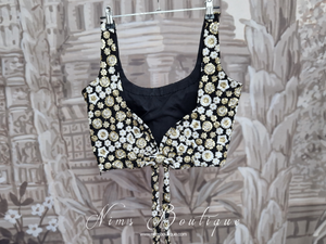 Luxury NB Black & Ivory Sequin Bow Blouse (size 4-20)