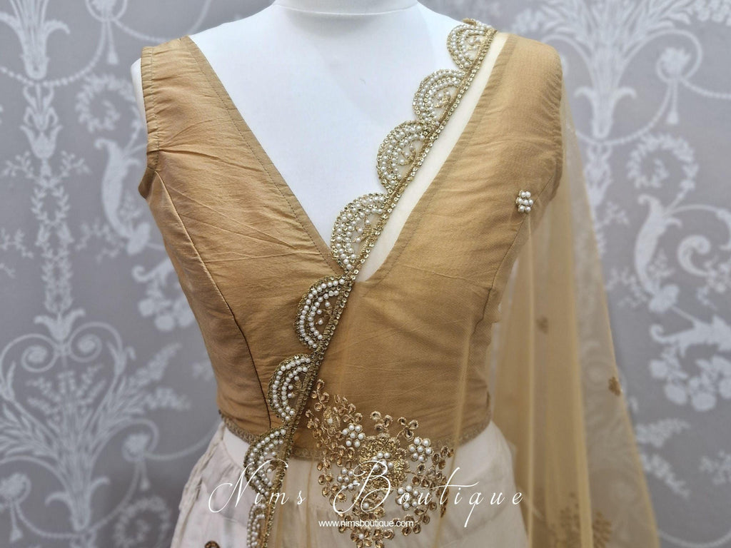Nims Boutique Rupa Gold Luxury Silk V Neck Blouse size 4-16