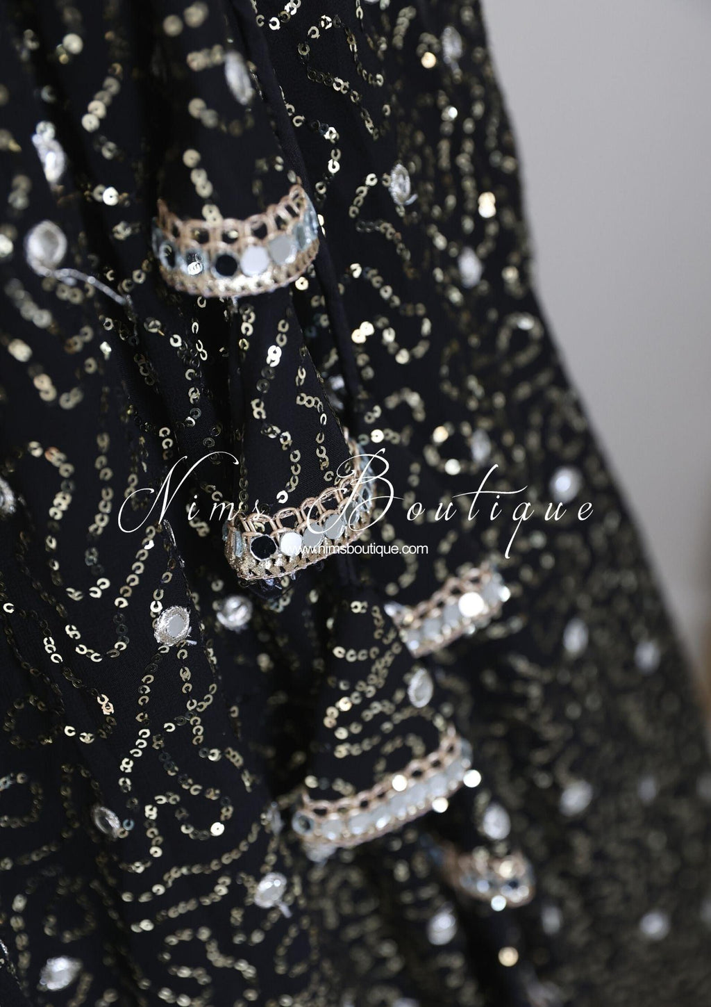 Nims Boutique Arya Black & Gold Sequin Luxury Skirt sizes 6-16