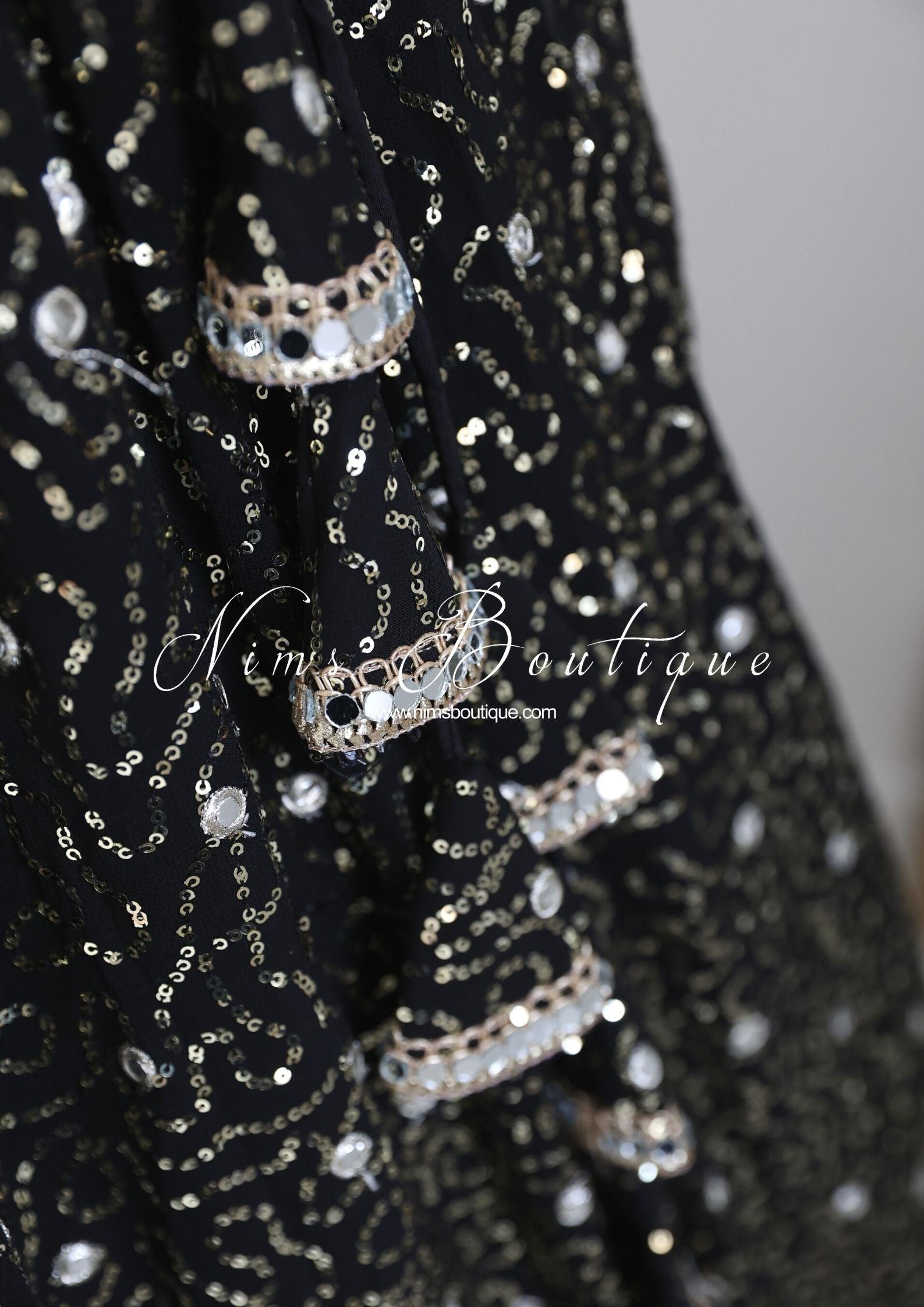 Nims Boutique Arya Black & Gold Sequin Luxury Skirt sizes 6-16