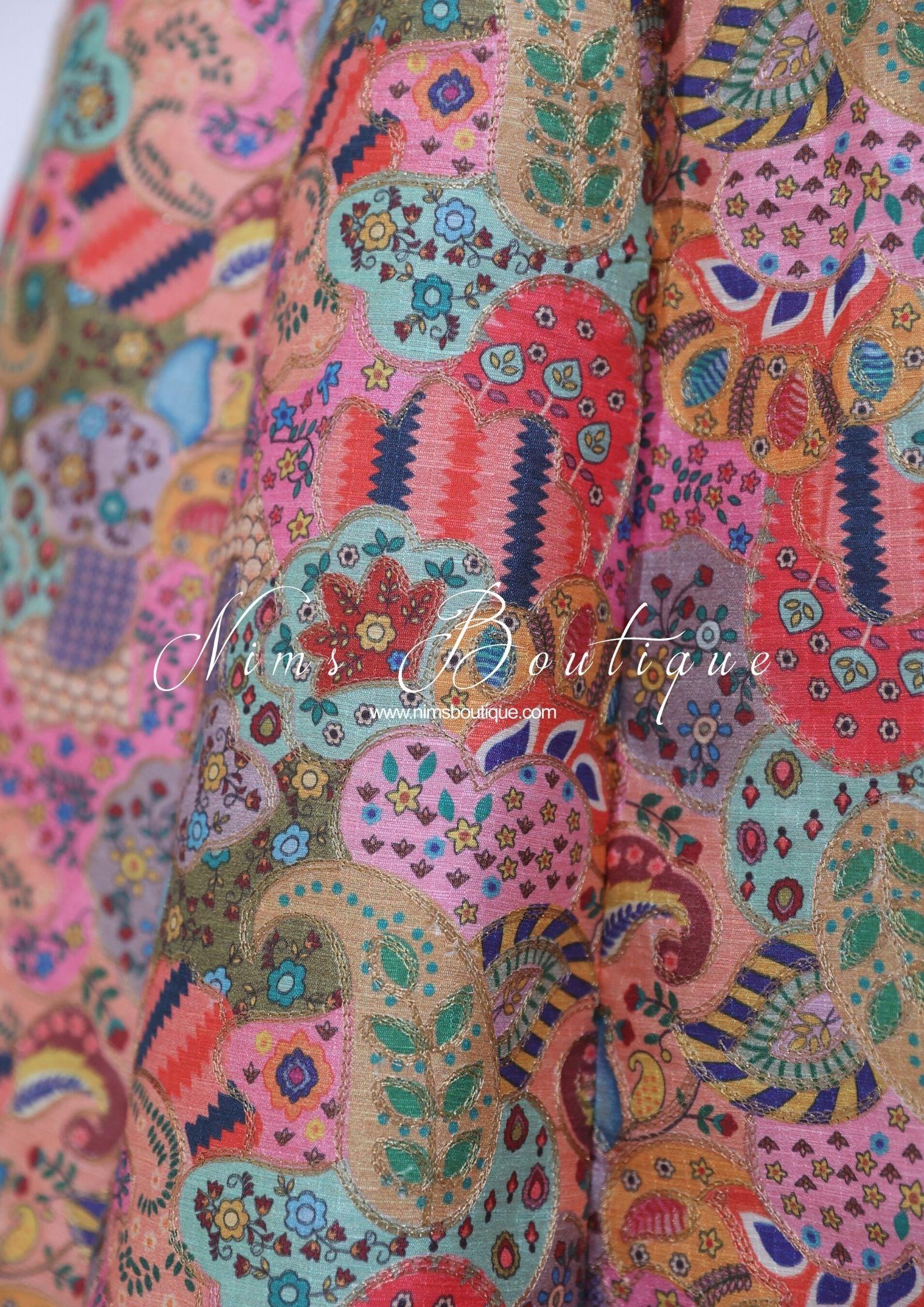 Nims Boutique Suraiya Luxury Pinks Printed Skirt sizes 6-18