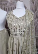 Light Sage Sequin Dress & Sharara Trouser Suit (Size 10-12)