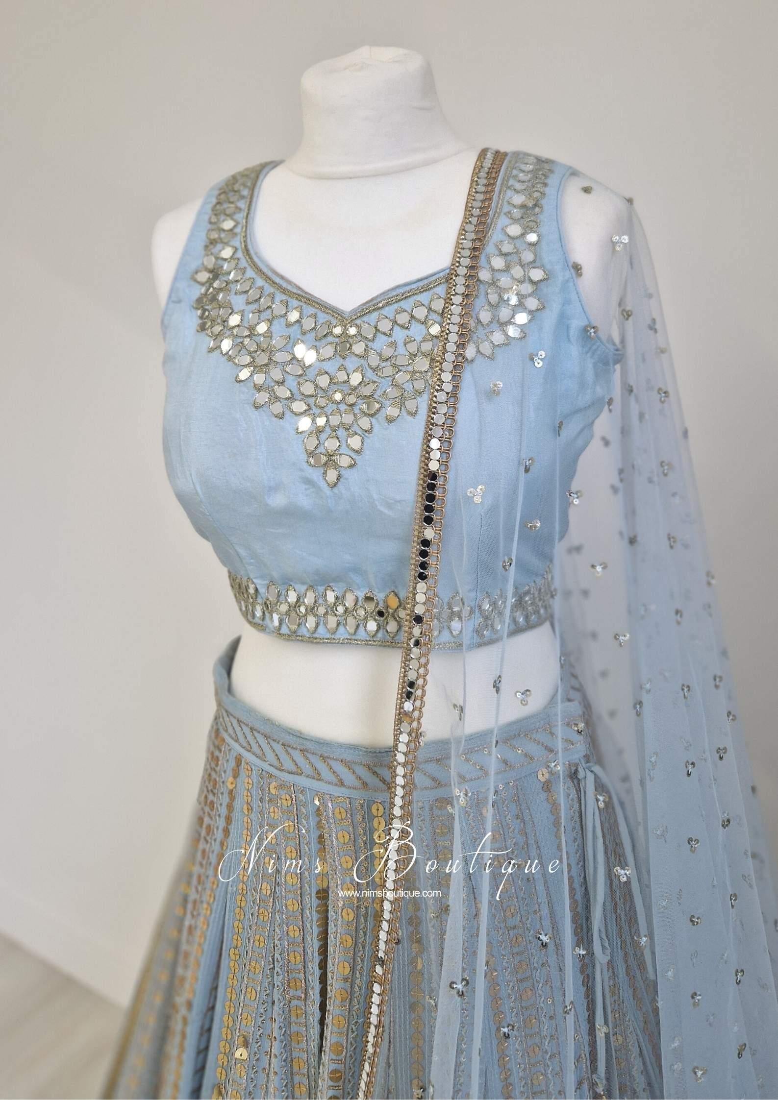 Nims Boutique Luxury Powder Blue Sequin Lehnga 8-12