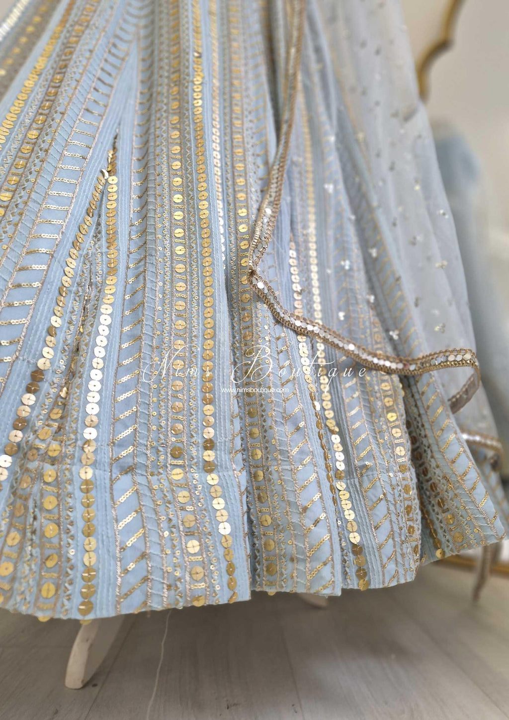 Nims Boutique Luxury Powder Blue Sequin Lehnga 8-12