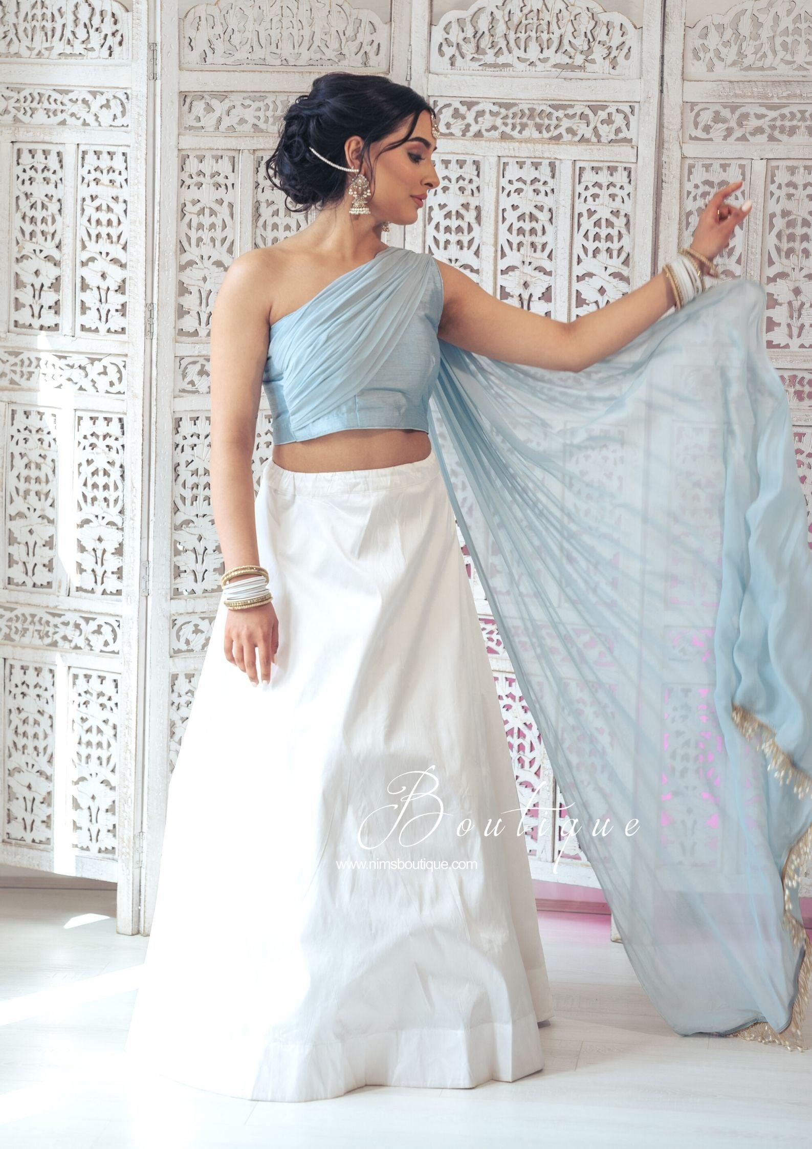 Nims Boutique Readymade White Silk skirt/lehnga sizes 4-22