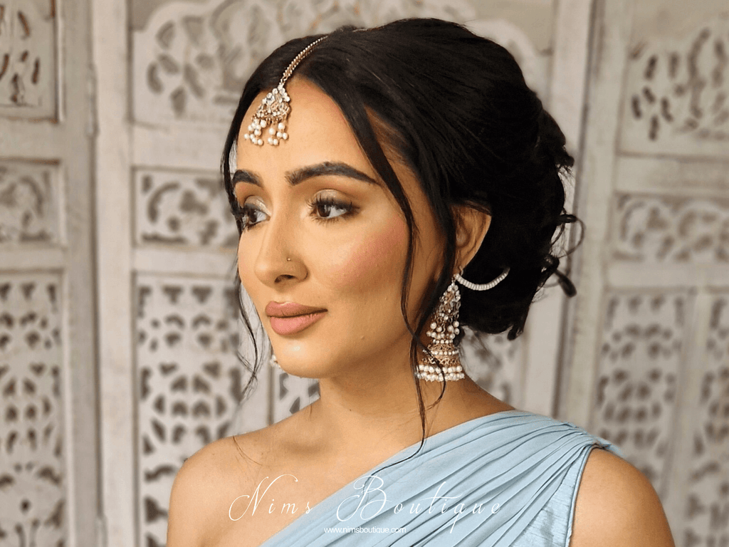 Nims Boutique Tamannah Royal Pearl Earrings & Tikka Set