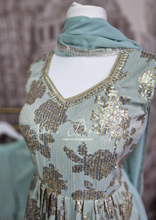 Sage & Gold Sequin Frock Gharara Suit (Size 10-12)