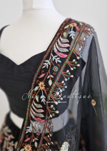 Sarika Luxury Black Organza Embroidered Dupatta/Chunni