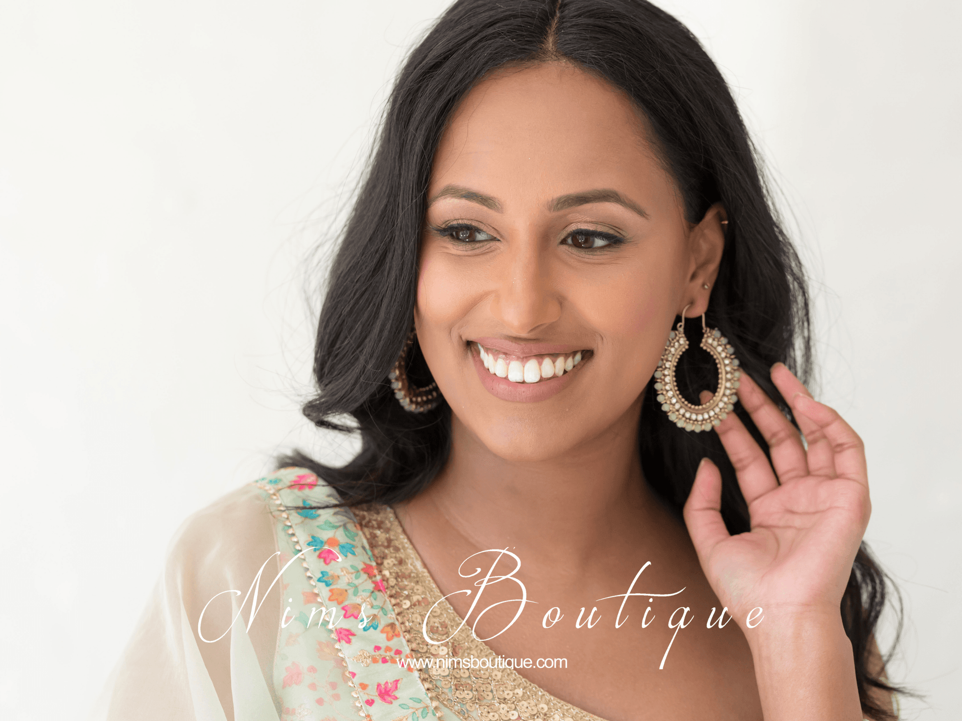 Nims Boutique Royal Mint Bali Hoop Earrings