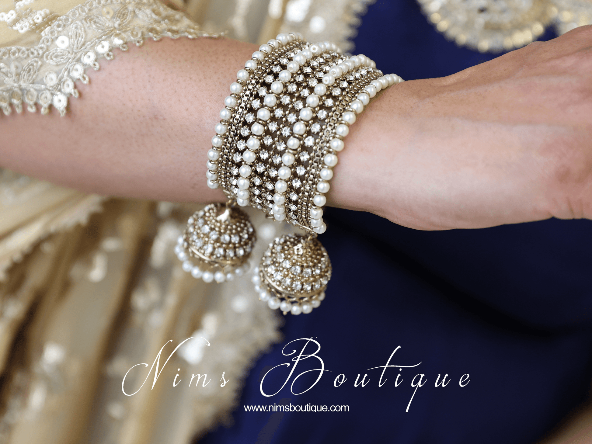 Nims Boutique Royal Pearl Bracelet with hanging chumke 