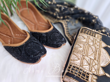 Black Beaded Leather Punjabi Juttis