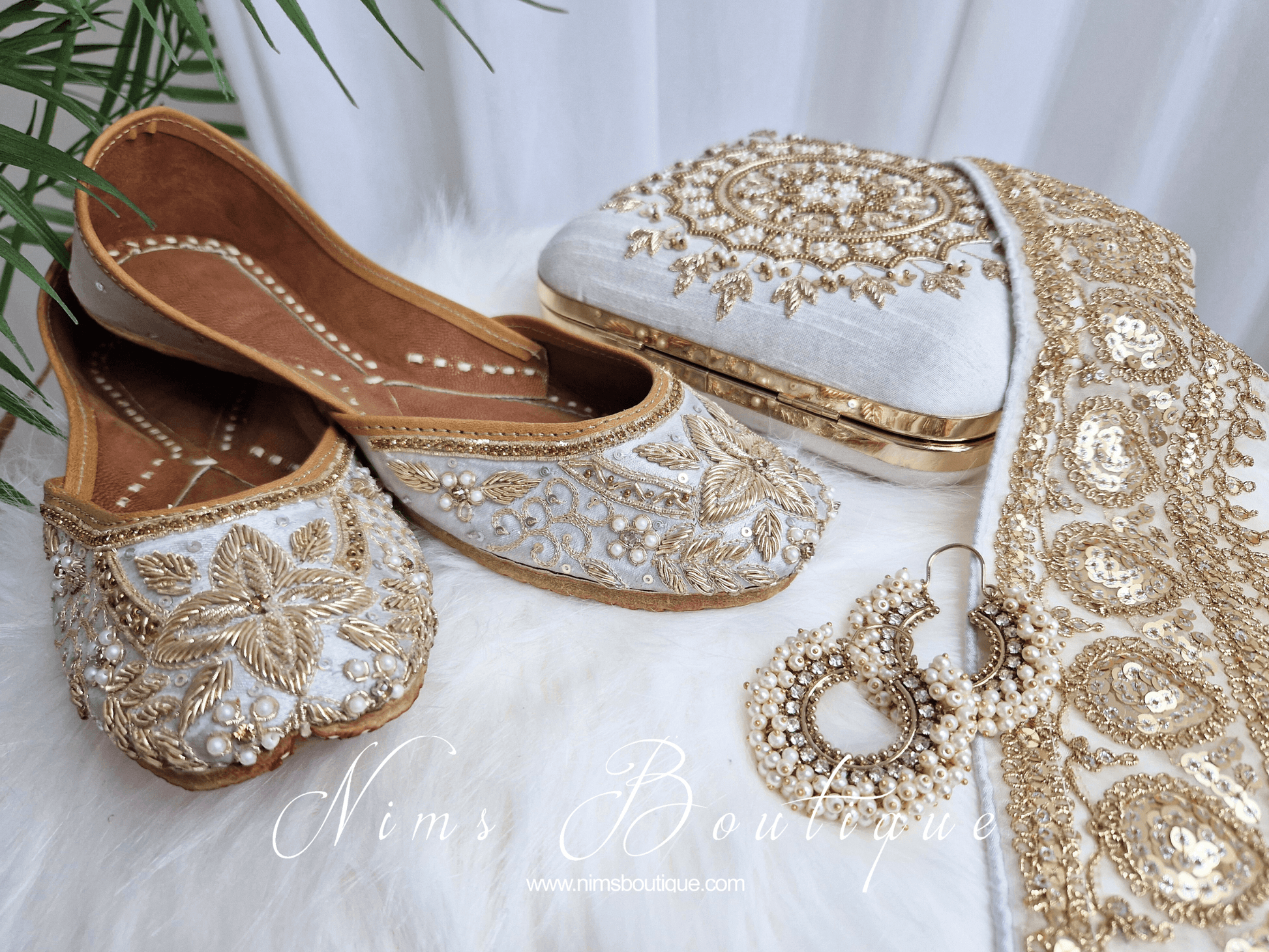 Nims Boutique Meghna Royal Pearl Cluster Hoop Earrings