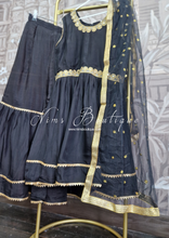 Kids Black Silk Frock Sharara Suit