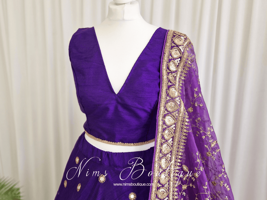Nims Boutique Rupa Cadbury Purple Luxury Silk V Neck Blouse size 4-22