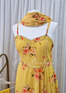 Yellow Floral Dress with Pajami (size 4-16)