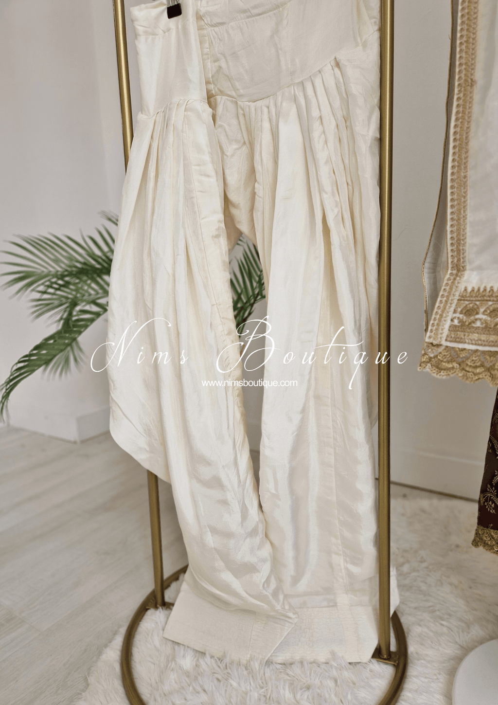 Nims Boutique The NB Classic Long Sleeved Ivory Silk & Multicolour Salwar Suit 8-20