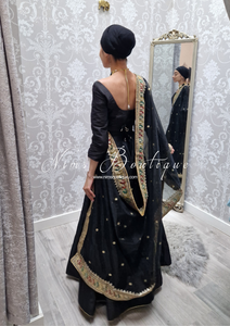 Sunidhi Black Multicolour Organza Dupatta/Chunni