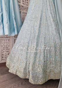 Arya Powder Blue & Gold Sequin Luxury Skirt (sizes 4-14)