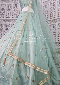 Mint Green Sequin Net Dupatta