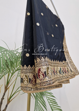 Nims Boutique Sunidhi Black Multicolour Organza Dupatta/Chunni