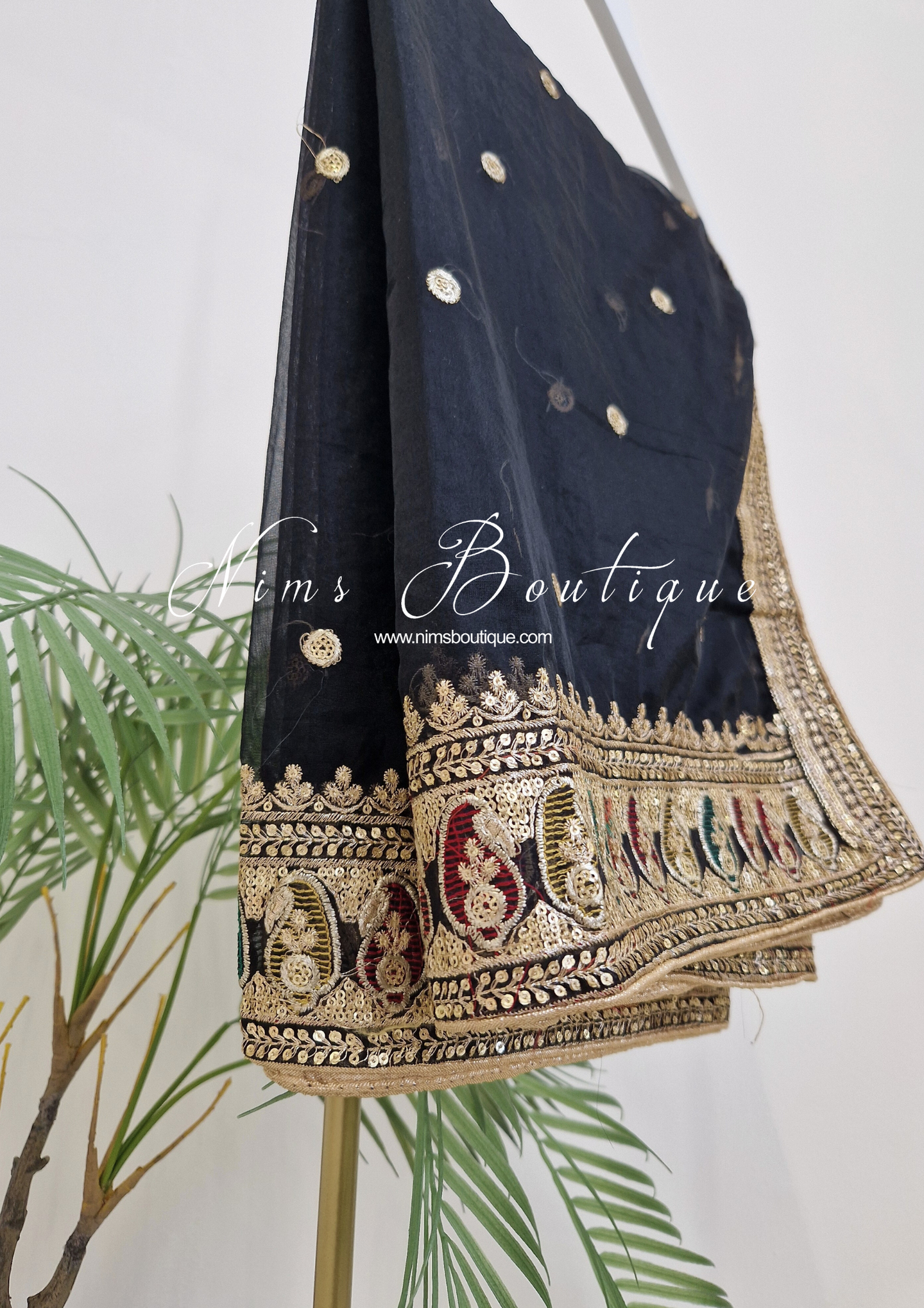 Sunidhi Black Multicolour Organza Dupatta/Chunni