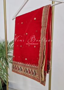 Sunidhi Red Multicolour Organza Dupatta/Chunni