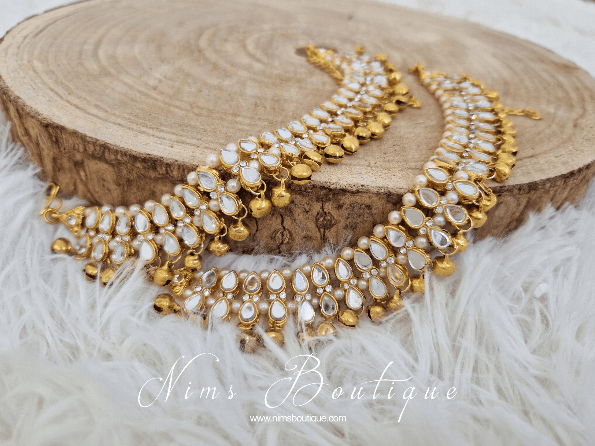 Nims Boutique Gold Ghungroo Anklets with Bells