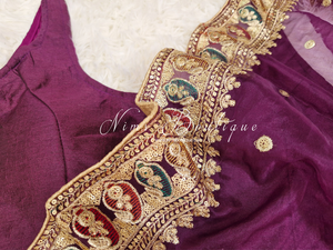 Sunidhi Aubergine Multicolour Organza Dupatta/Chunni