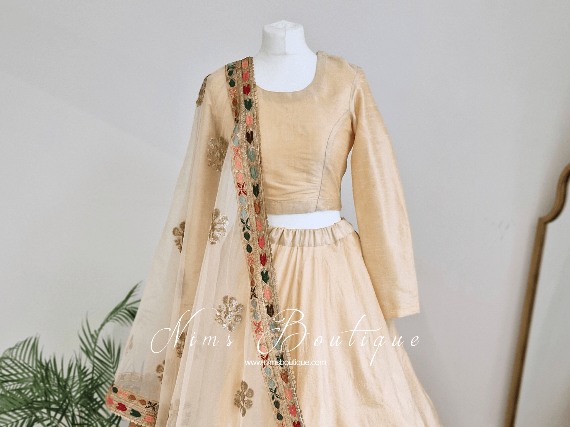 Nims Boutique Indira Gold Blouse with long sleeves 6-20