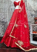 Red Net Pearl Embellished Dupatta/Chunni (NP1)