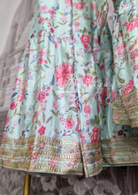 Nims Boutique Mint Floral Chinon Sharara Suit Size 16-18