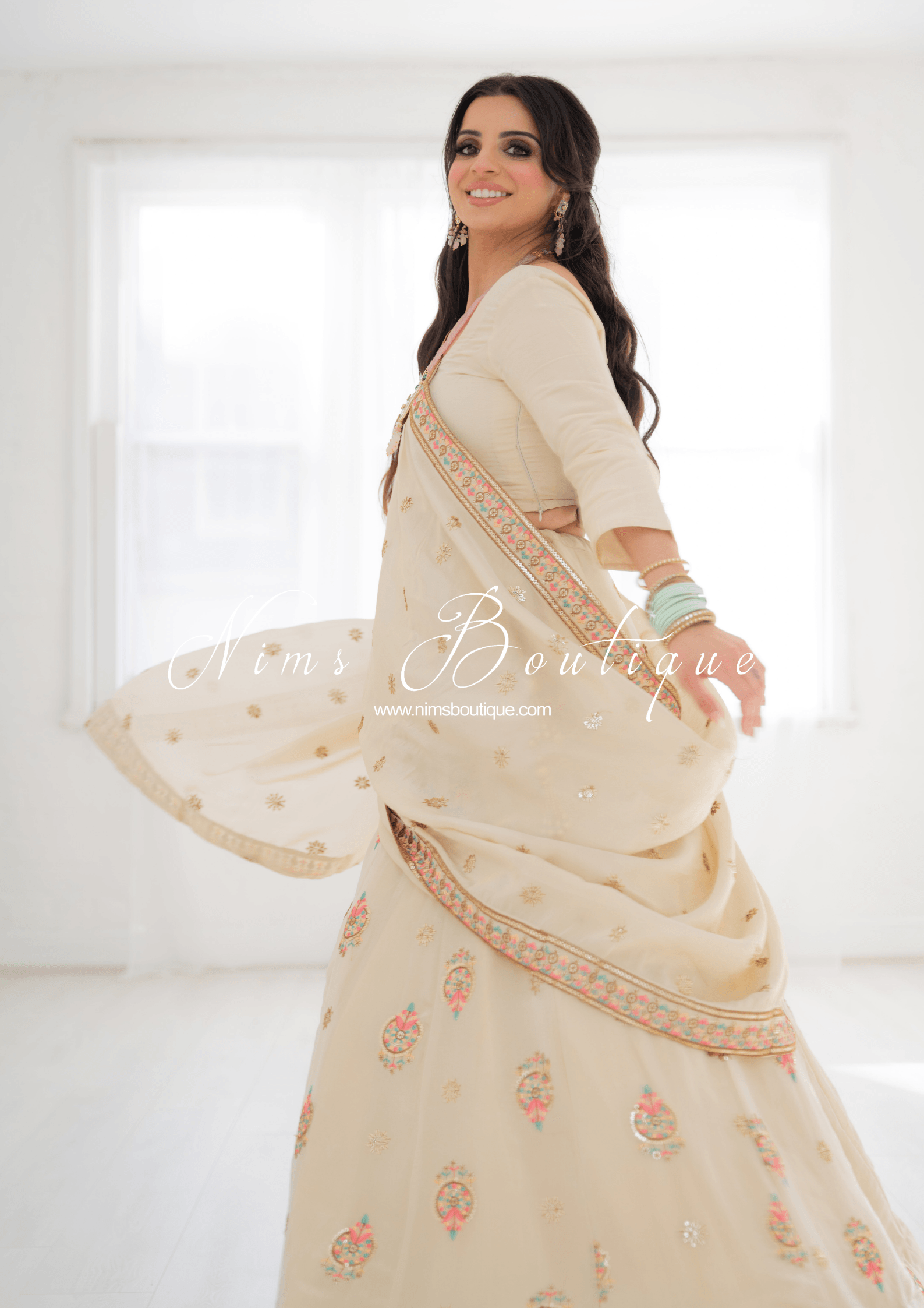 Nims Boutique Alia Gold Pastel Multicolour Dupatta/Chunni