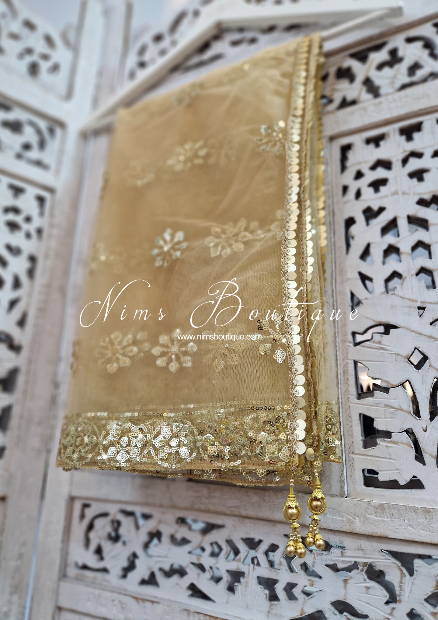 Limited Gold Net Sequin Dupatta/Chunni