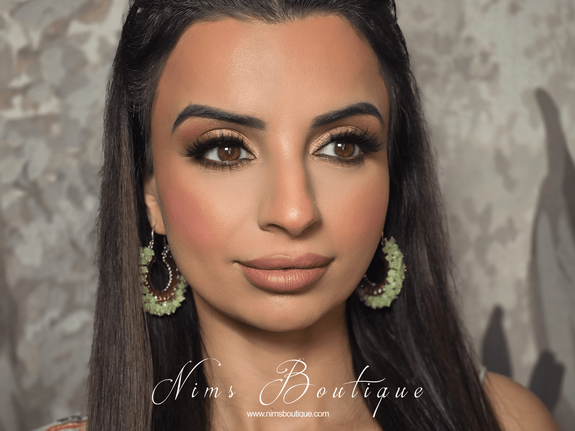 Nims Boutique Meghna Royal Mint Hoop Earrings