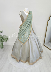 Ria Luxury Sage Green Georgette Dupatta/Chunni